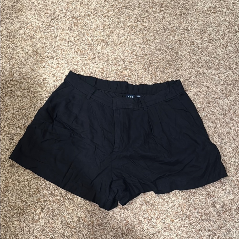 GAP Women's High Waist Linen Black Trouser Shorts